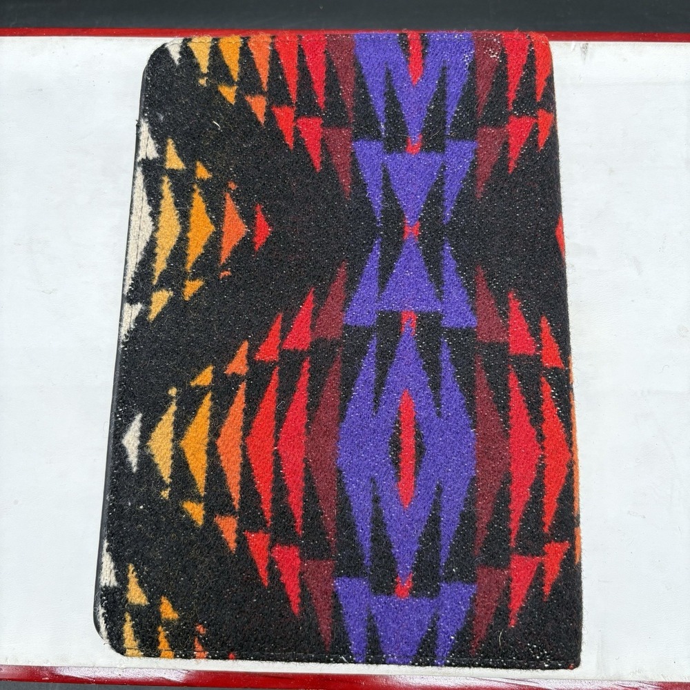 Pendleton Wool Jacquard Notebook Binder Cover Black Leather Multi Color Pattern - Picture 2 of 3